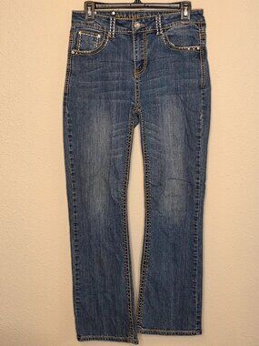 Live Hard Y2K Western Bling Bootcut Jeans Women's Size 8 Cowgirl Denim